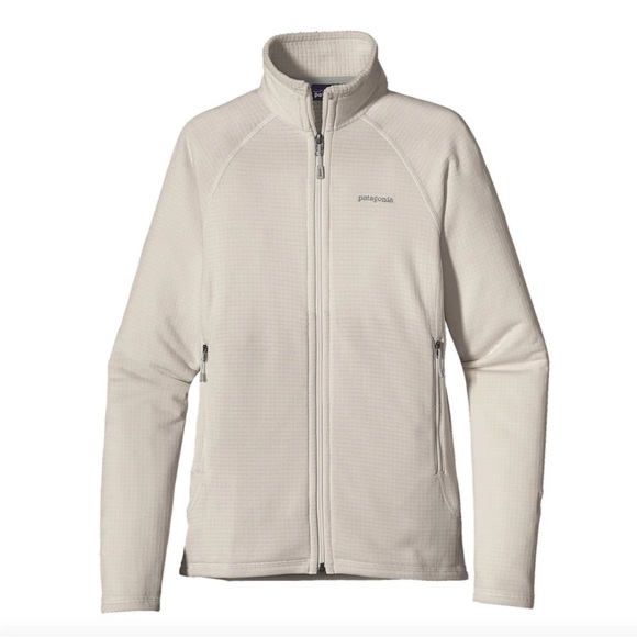 Patagonia R1 Full Zip Jacket Womens Sz L Birch White Regulator Polartec Waffle - Picture 1 of 9